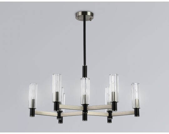  Люстра на штанге LH55503/9 SN/BK/CL сатин никель/черный/прозрачный E14*9 max 40W D760*760
