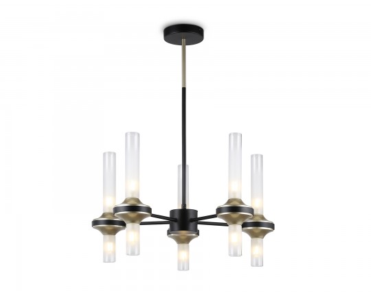  Люстра со стеклянными плафонами на штанге LH55351/10 BK/CGD/CL черный/золото/прозрачный G9/10 max 30W D550*690