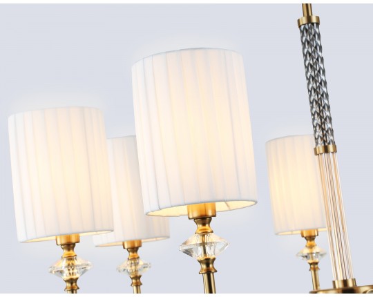  Люстра на штанге с абажурами LH71503/7 BS/FR латунь/белый матовый E14*7 max 40W D840*640