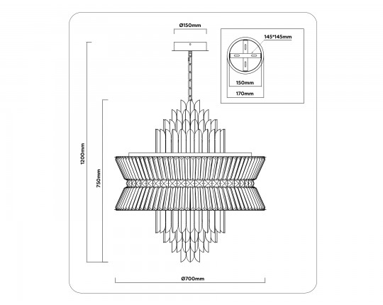  Подвесная люстра с хрусталем LH41023/18 BS/CL латунь/прозрачный E14*18 max 40W D700*750