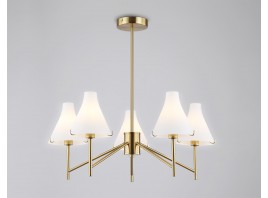  Люстра со стеклянными плафонами на штанге LH57133/5 BS/FR латунь/белый матовый E14/5 max 40W D650*590