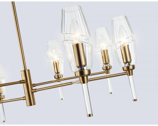  Люстра на штанге LH55202/8 BS/CL латунь/прозрачный E14*8 max 40W D800*520