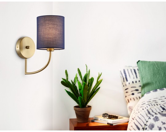  Настенный светильник с абажуром LH71275 BS/DB латунь/темно синий E14 max 40W 225*120*250