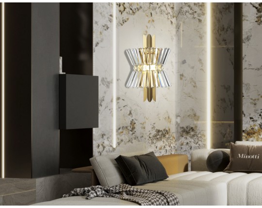  Настенный светильник с хрусталем LH41029/2 BS/CL латунь/прозрачный E14*2 max 40W 310*180*460