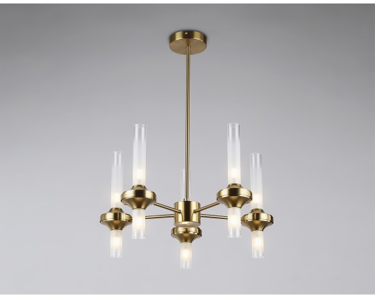  Люстра со стеклянными плафонами на штанге LH55358/10 BS/CL латунь/прозрачный G9/10 max 30W D550*690