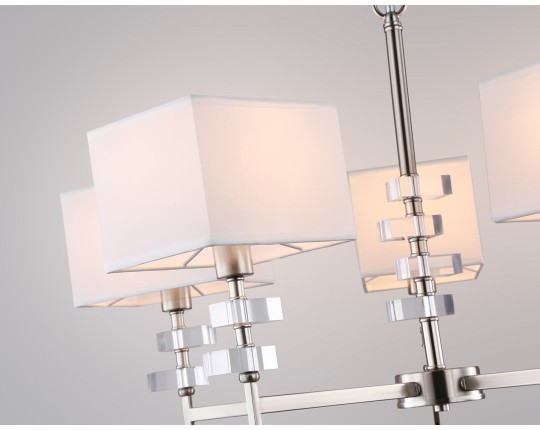  Подвесная люстра с абажурами LH71321/5 SN/WH никель/белый E14/5 max 40W D700*850