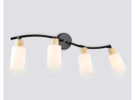  Настенно-потолочный спот в стиле лофт TR8723/4 BK/WD черный/дерево E14/4 max 60W 760*100*210