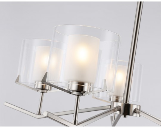  Люстра со стеклянными плафонами на штанге LH57001/5 SN/FR никель/белый матовый E14/5 max 40W D690*390