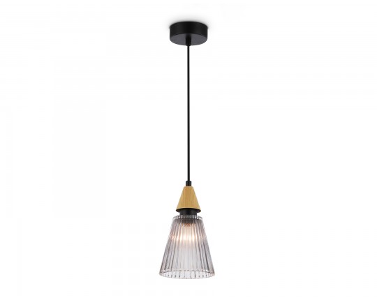  Подвесной светильник LH58111 BK/LW/SM черный/светлое дерево/дымчатый E14 max 40W D110*1500