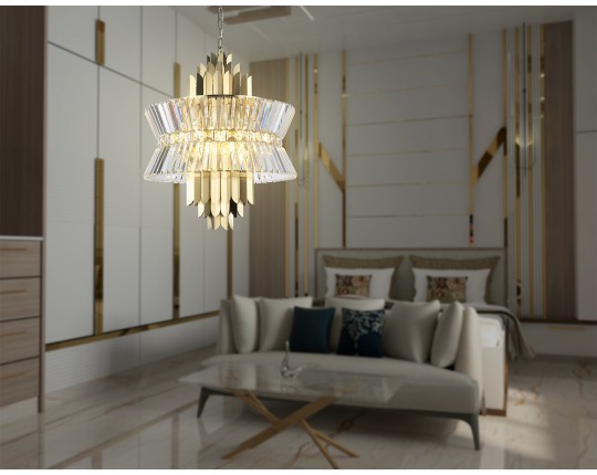  Подвесная люстра с хрусталем LH41017/12 BS/CL латунь/прозрачный E14*12 max 40W D560*660