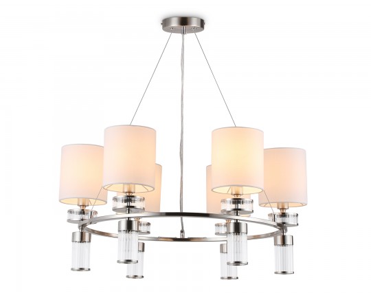  Подвесная люстра с абажурами LH71291/6 SN/WH никель/белый E14/6 max 40W D680*730