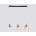  Светильник подвесной со стеклянными плафонами TR3404/3 BK/FGD/TI черный/золото/янтарь E27/3 max 60W 550*135*1000