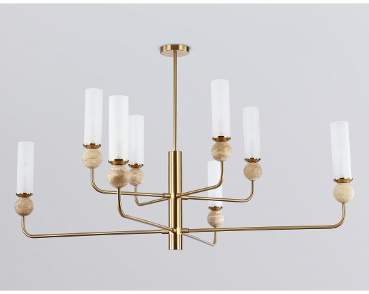  Люстра на штанге с мрамором LH53252/8 BS/FR латунь/белый матовый E14*8 max 40W D1260*1445