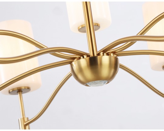 Подвесная люстра LH56054/6+3 BS/FR латунь/белый матовый E14*9 max 40W D765*1060