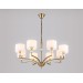  Подвесная люстра с абажурами и хрусталем LH71133/8 BS/WH латунь/белый E14/8 max 40W D840*880