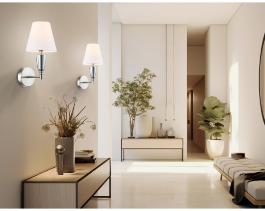  Настенный светильник с абажуром LH75259 SN/FR сатин никель/белый матовый E14 max 40W 210*160*325