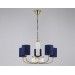  Подвесная люстра с абажурами и хрусталем LH71271/5 BS/DB латунь/темно синий E14/5 max 40W D650*840