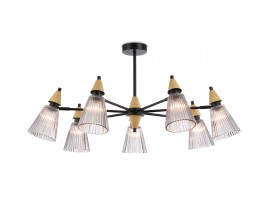 Люстра на штанге LH58116/7 BK/LW/SM черный/светлое дерево/дымчатый E14*7 max 40W D750*390