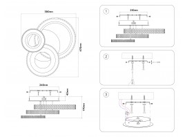  Потолочный светодиодный светильник с пультом FA8867/3 WH белый 3000K-6400K 38W 470*380*170 (ПДУ ИК)
