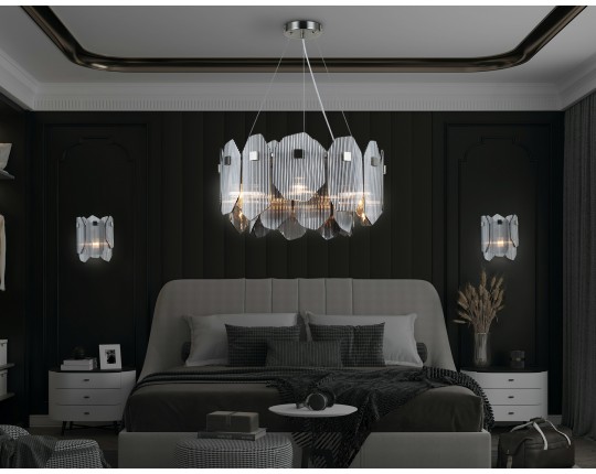  Подвесной светильник LH31201/6 SN/SM сатин никель/дымчатый E14*6 max 40W D510*270