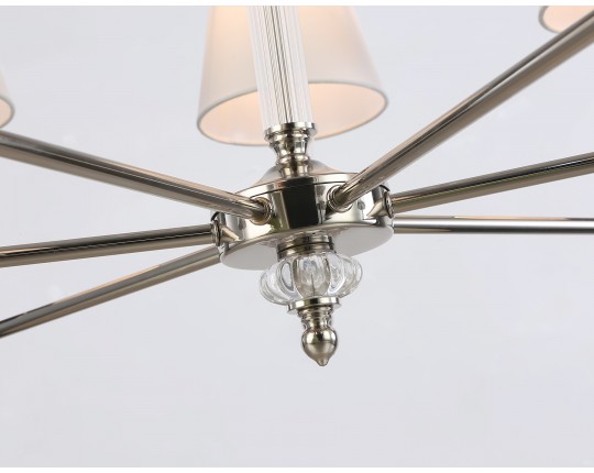  Подвесная люстра с абажурами и хрусталем LH71003/7 BN/WH никель/белый E14*7 max 40W D820*1130