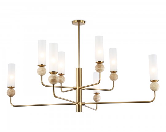  Люстра на штанге с мрамором LH53252/8 BS/FR латунь/белый матовый E14*8 max 40W D1260*1445