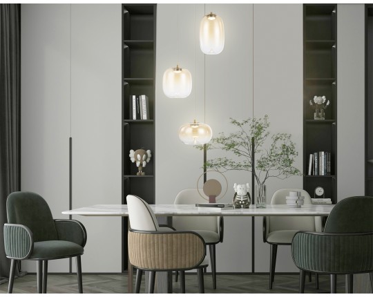  Подвесной светодиодный светильник LH11105/3 BS/TI латунь/янтарь 12W 3000K D350*1505