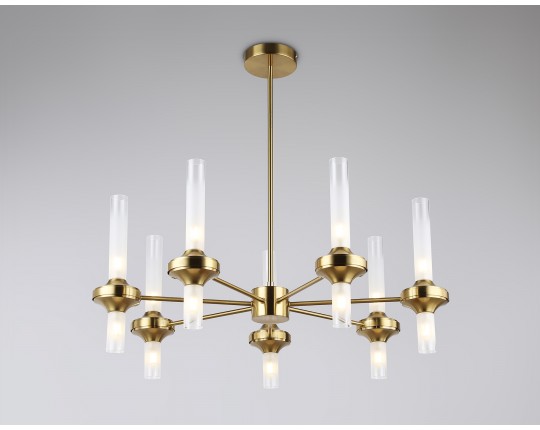  Люстра со стеклянными плафонами на штанге LH55360/14 BS/CL латунь/прозрачный G9/14 max 30W D750*690