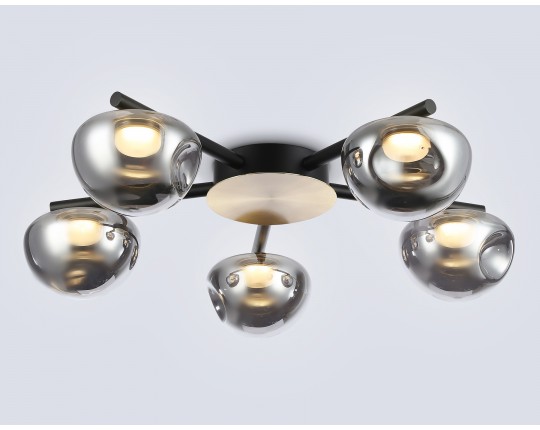  Потолочный светодиодный светильник LH12009/5 BK/GD/SM черный/золото/дымчатый 30W 3000K D790*180