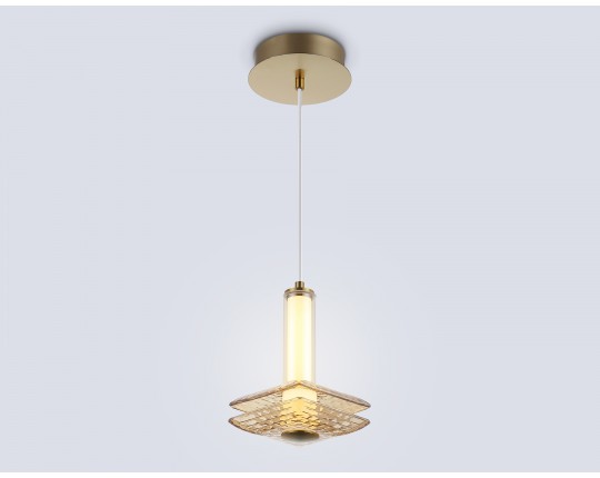  Подвесной светодиодный светильник LH31001 BS/TI латунь/янтарь 10W 3000K 150*150*240