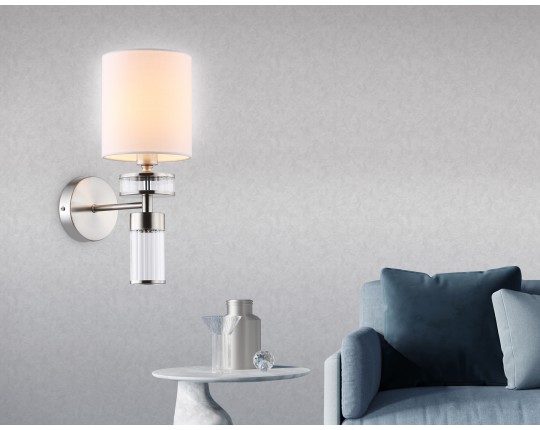  Настенный светильник с абажуром LH71295 SN/WH никель/белый E14 max 40W 210*130*340