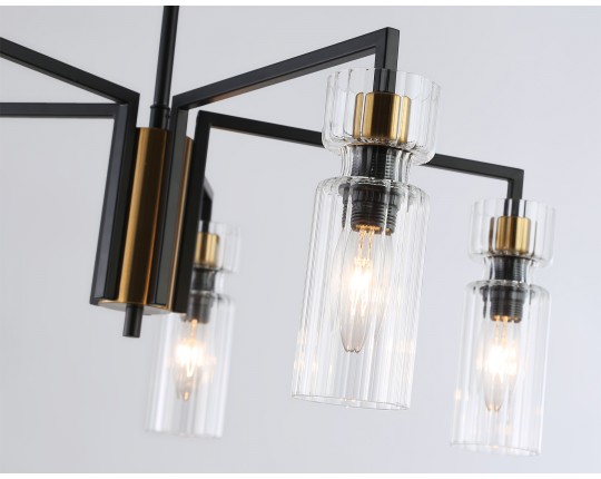  Люстра на штанге LH56113/5 BK/BS/CL черный/латунь/прозрачный E14*5 max 40W D605*350