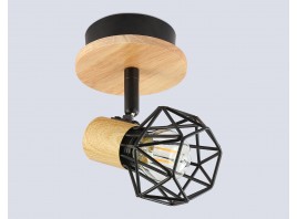  Настенно-потолочный спот в стиле лофт TR8751 BK/WD черный/дерево IP20 E27 D115*175
