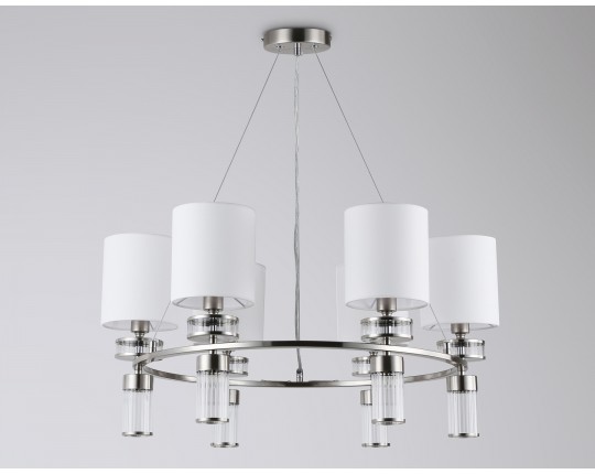  Подвесная люстра с абажурами LH71291/6 SN/WH никель/белый E14/6 max 40W D680*730