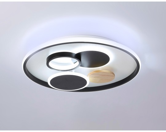  Настенно-потолочный светодиодный светильник с пультом FL4802 WH/BK белый/черный 3000K-6400K 70W D500*95 (ПДУ ИК)