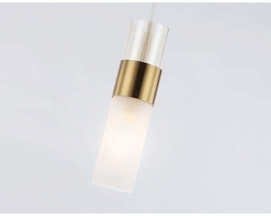  Подвесной светильник LH55111 BS/FR/TI латунь/белый матовый/янтарь E14 max 40W D55*1500