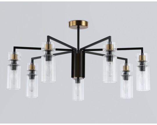  Люстра на штанге LH56115/7 BK/BS/CL черный/латунь/прозрачный E14*7 max 40W D705*350