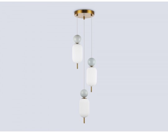  Подвесной светильник LH53102/3 BS/GR/FR латунь/серый/белый матовый G9*3 max 28W D260*1525