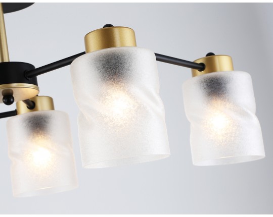  Люстра на штанге со стеклянными плафонами TR303325/6 BK/GD черный/золото E27/6 max 60W D680*270