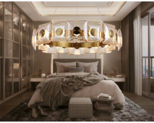  Подвесная светодиодная люстра LH31027 BS/TI латунь/янтарь 72W 3000K D700*150