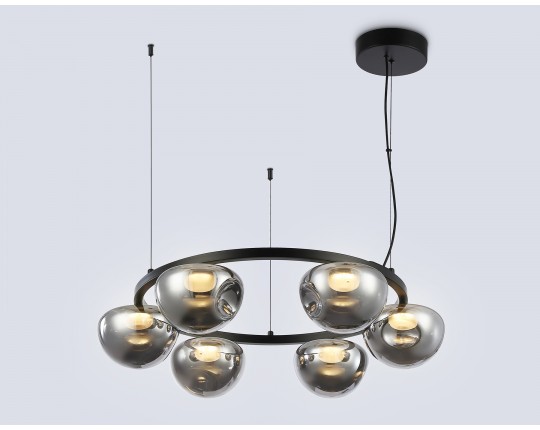  Подвесной светодиодный светильник LH12003/6 BK/GD/SM черный/золото/дымчатый 36W 3000K D760*175