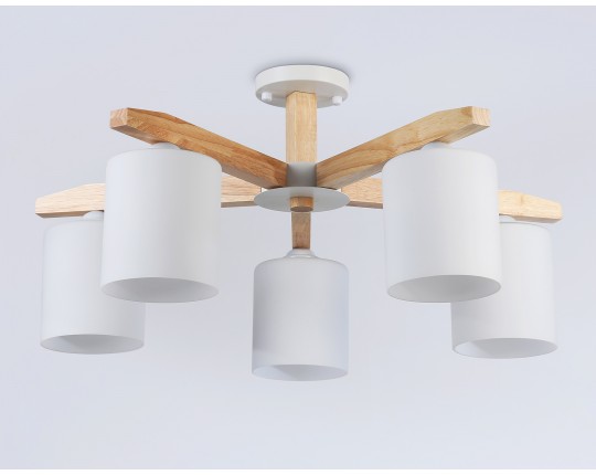  Подвесная люстра TR83113/5 WH/LW белый/светлое дерево E27/5 max 40W D700*325