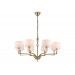  Подвесная люстра с абажурами и хрусталем LH71133/8 BS/WH латунь/белый E14/8 max 40W D840*880
