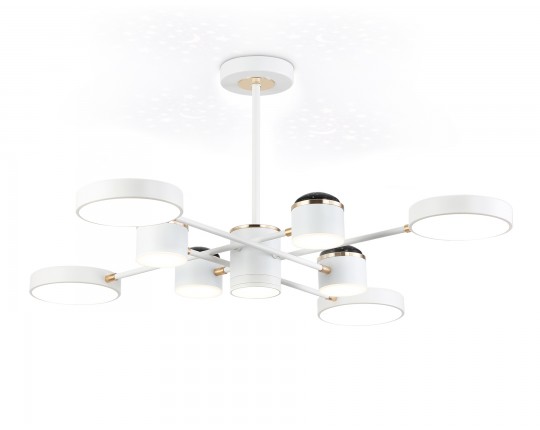  Люстра светодиодная на штанге FL51627/9+4 WH/FGD белый/золото 132W 3000-6000K D850*370 (без ПДУ)