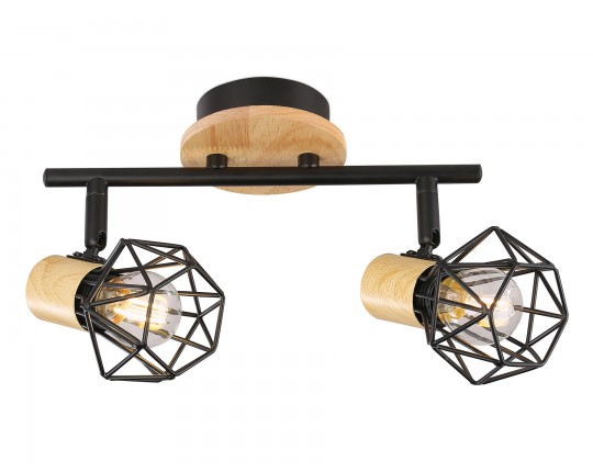  Настенно-потолочный спот в стиле лофт TR8752/2 BK/WD черный/дерево IP20 E27/2 310*115*200