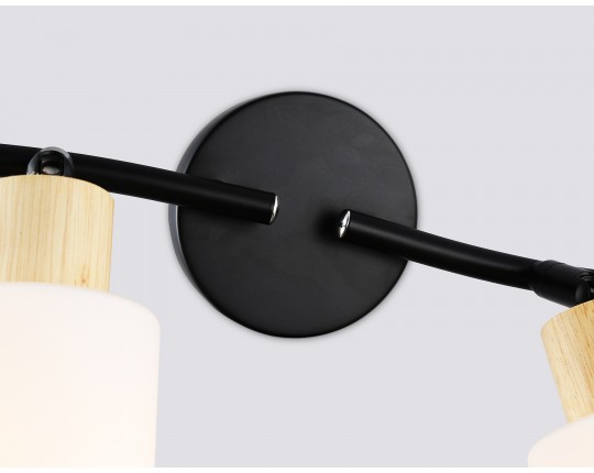  Настенно-потолочный спот в стиле лофт TR8723/4 BK/WD черный/дерево E14/4 max 60W 760*100*210