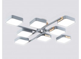  Люстра светодиодная на штанге FL4889/8 GR/WD серый/дерево 144W 3000-6000K 960*960*160 (без ПДУ)