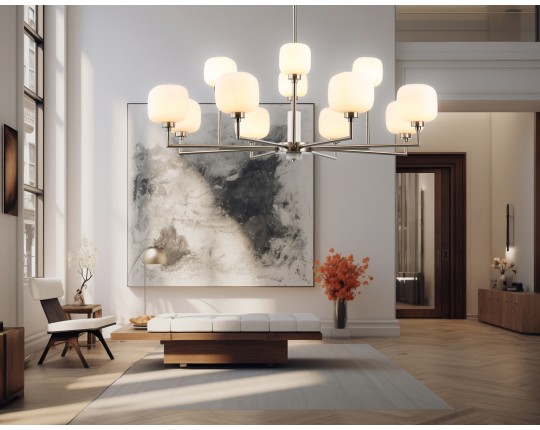  Люстра на штанге с мрамором LH53005/12 SN/FR сатин никель/белый матовый G9*12 max 40W D910*680