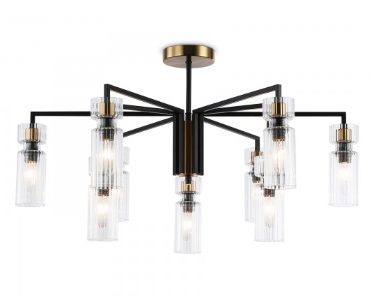  Люстра на штанге LH56117/9 BK/BS/CL черный/латунь/прозрачный E14*9 max 40W D765*440