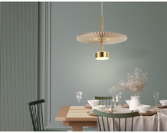  Подвесной светодиодный светильник LH72603 BR/WH латунь/бежевый 6W 3000K D300*260-1770